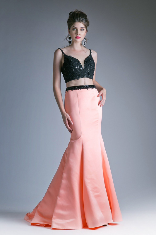 Two-Piece Long Gown with Embroidery