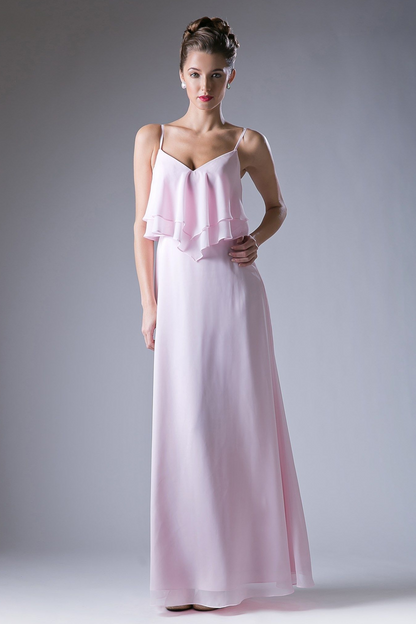 Chiffon Sheath Dress with a V Neckline