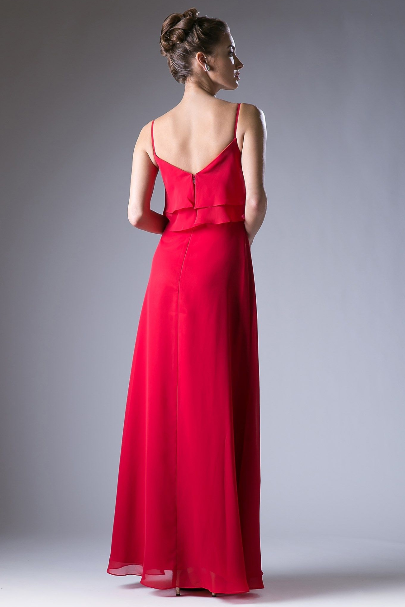 Chiffon Sheath Dress with a V Neckline