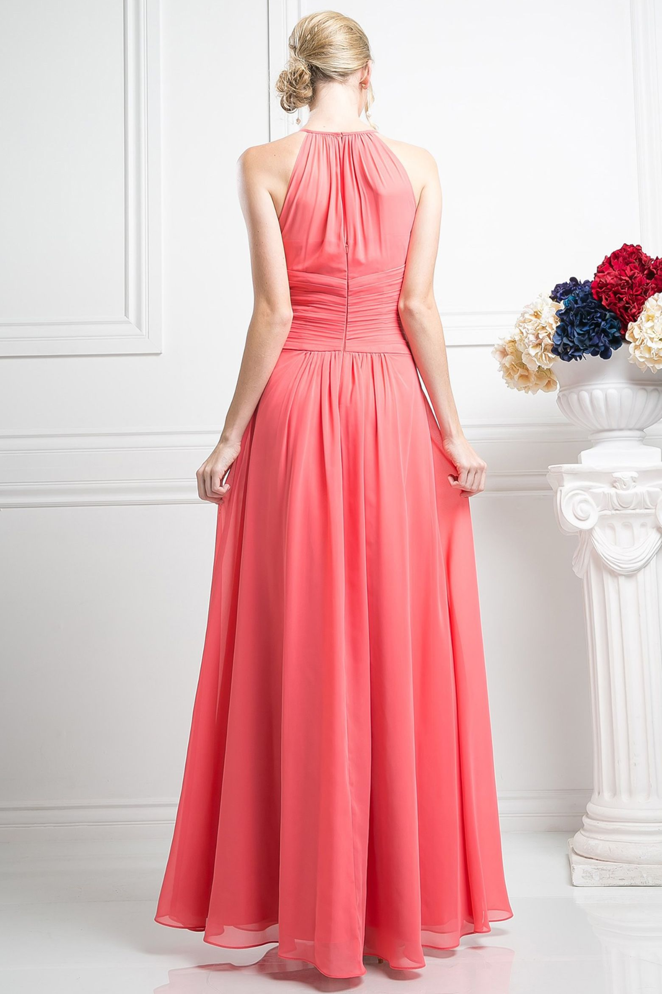 Chiffon Empire Waist Dress With Crisscross Waistband