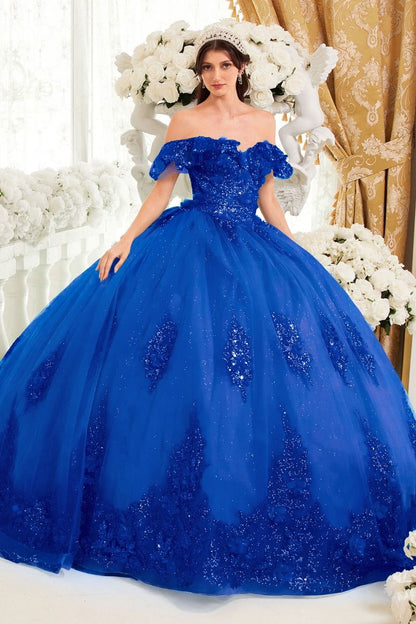 Floral Off The Shoulder Quince Ball Gown