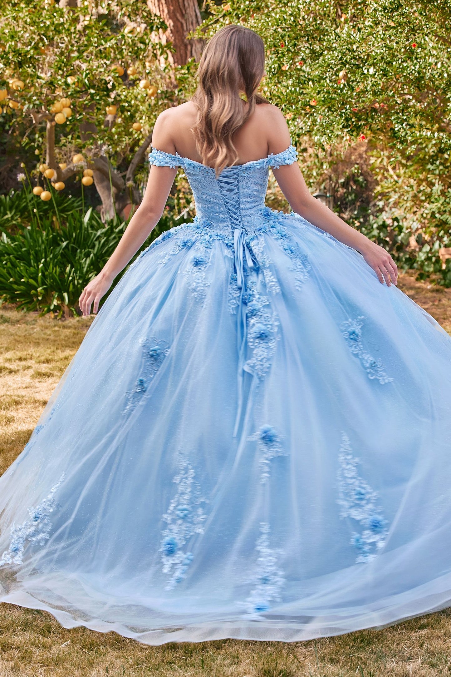 Off The Shoulder Floral Quince Ball Gown