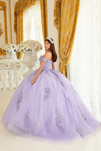 Off The Shoulder Floral Quince Ball Gown