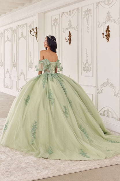 Off The Shoulder Flutter Sleeve Ball Gown