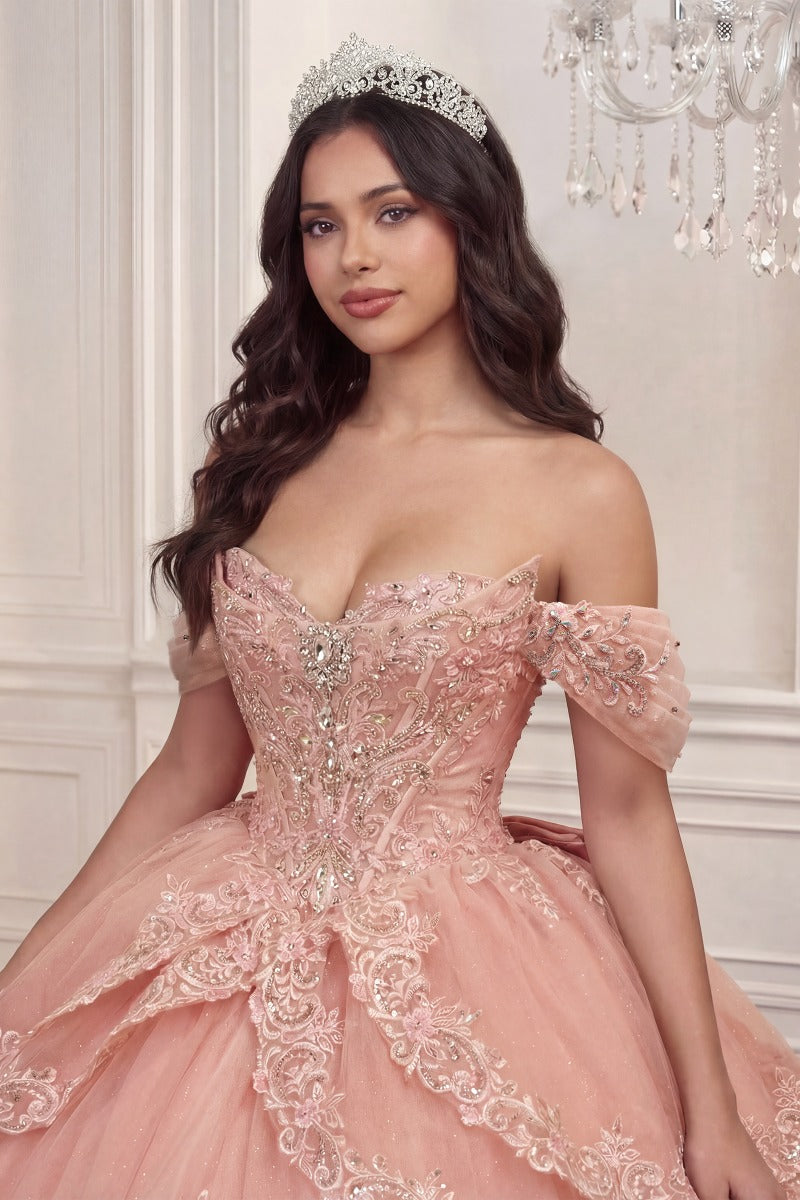 Embellished Sweetheart Ball Gown | Glitter Tulle Illusion Corset Quinceañera Dress