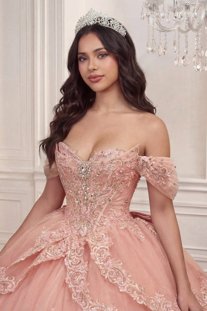 Embellished Sweetheart Ball Gown | Glitter Tulle Illusion Corset Quinceañera Dress