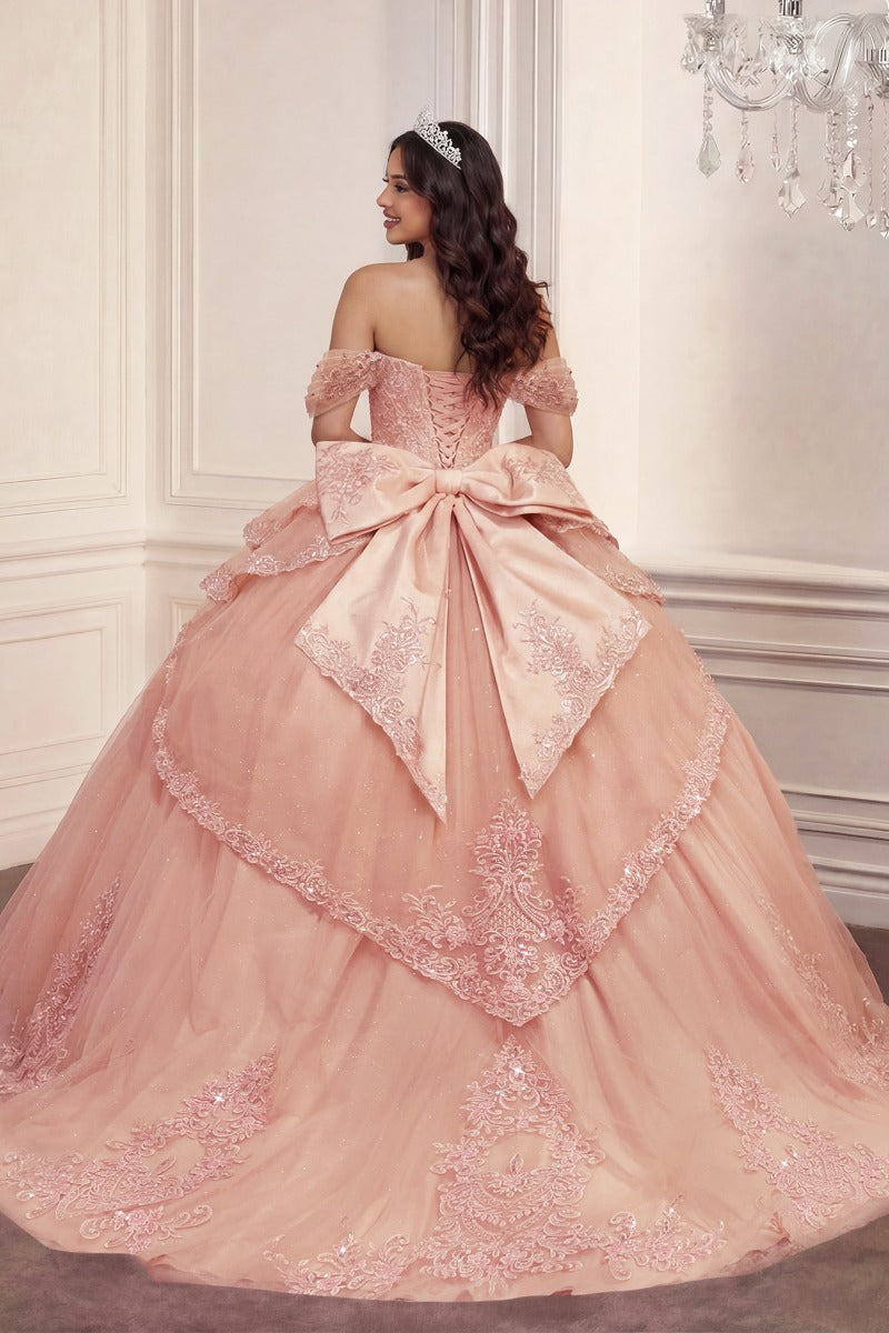 Embellished Sweetheart Ball Gown | Glitter Tulle Illusion Corset Quinceañera Dress