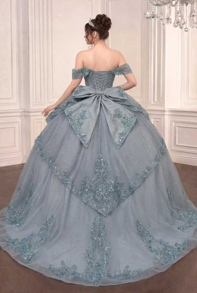 Embellished Sweetheart Ball Gown | Glitter Tulle Illusion Corset Quinceañera Dress