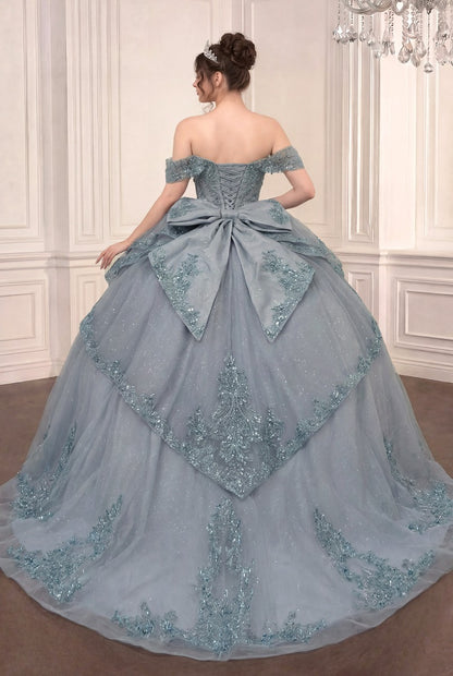 Embellished Sweetheart Ball Gown | Glitter Tulle Illusion Corset Quinceañera Dress