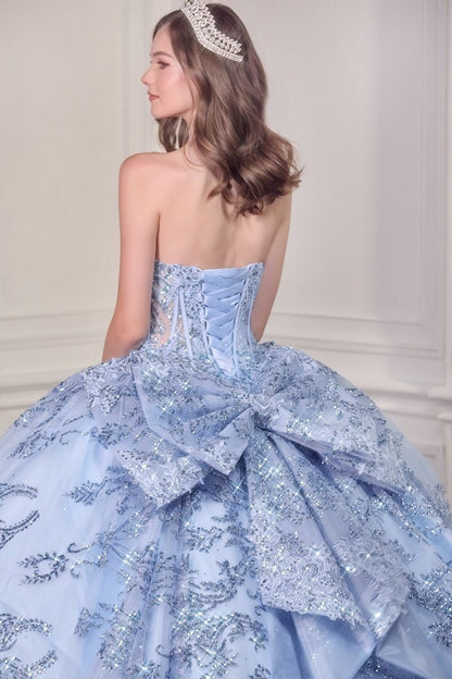 Regal Beaded Tulle Ball Gown with Sweetheart Neckline & Lace Appliqué
