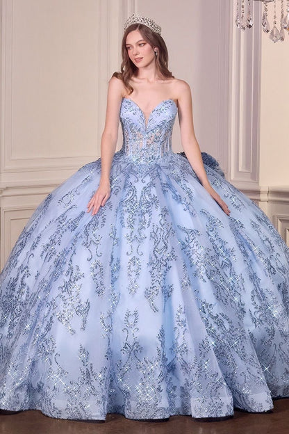Regal Beaded Tulle Ball Gown with Sweetheart Neckline & Lace Appliqué