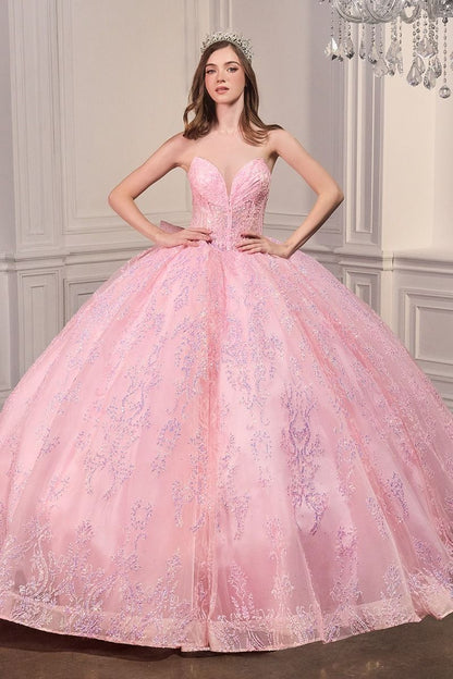 Regal Beaded Tulle Ball Gown with Sweetheart Neckline & Lace Appliqué