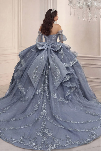 Quinceanera Tiered Ball Gown With Halter Neckline