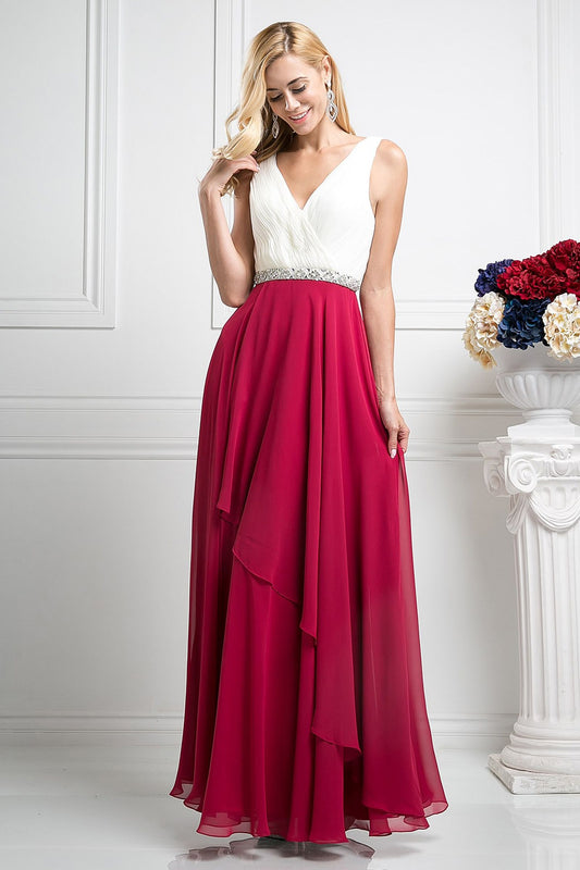 Beaded Belt Chiffon A - Line Dress