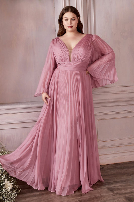 Long Sleeve Chiffon Gown