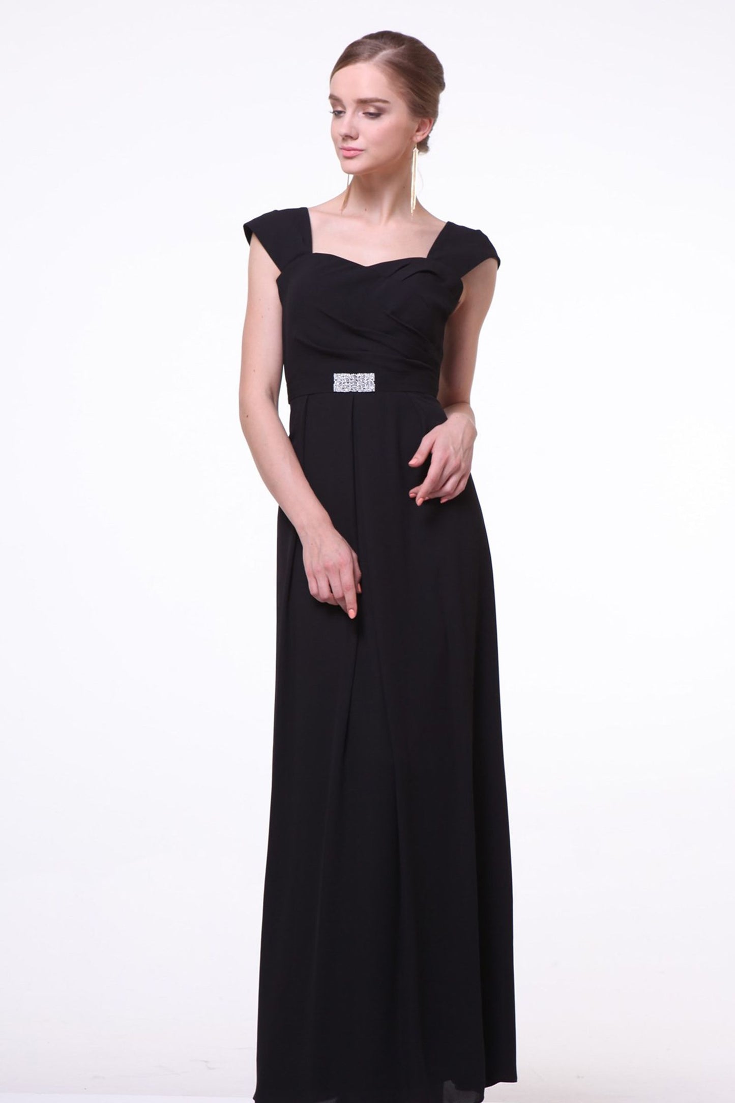 A-line dress with queen anne neck