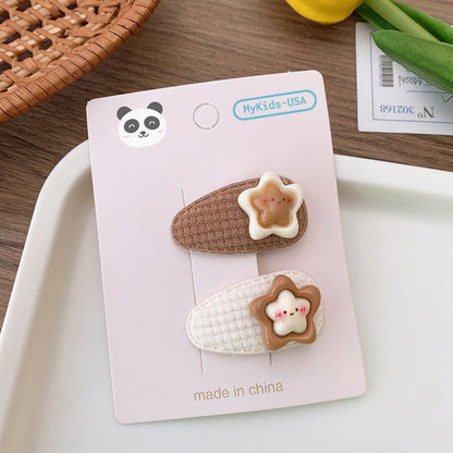 Cartoon Rabbit, Floral, And Star Hair Clip: Small Fabric And Plush Hair Accessory Set