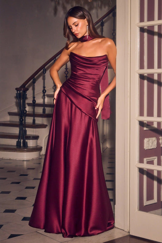 Strapless Satin A-Line Dress