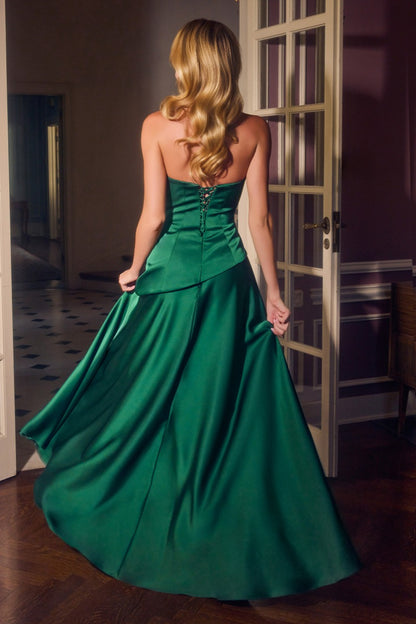 Strapless Satin A-Line Dress