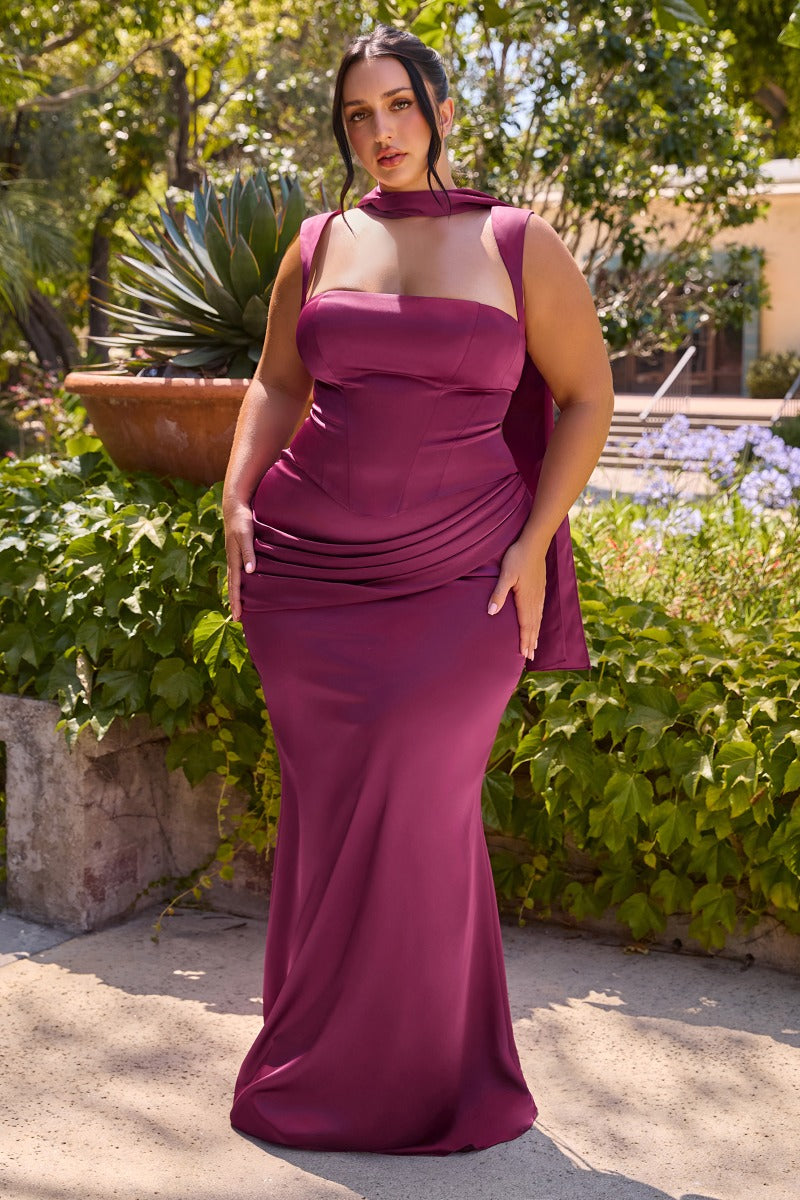 Satin Two Piece Fitted Gown