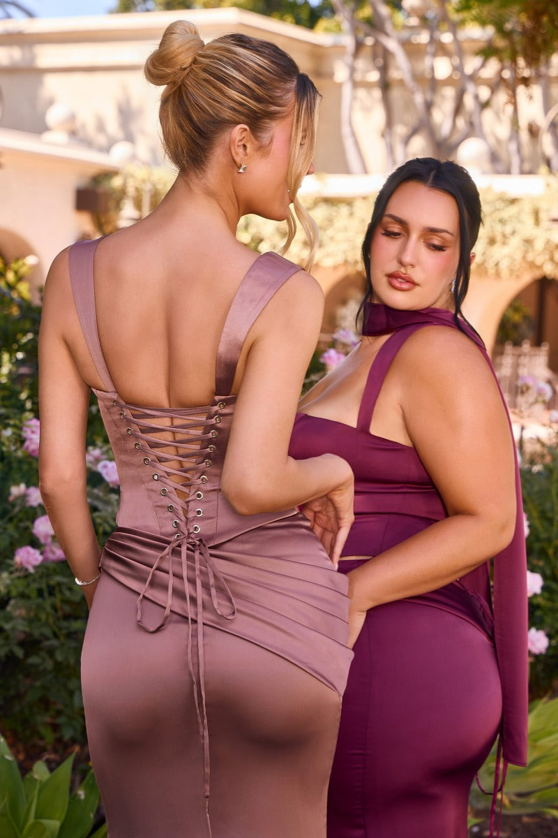 Satin Two Piece Fitted Gown