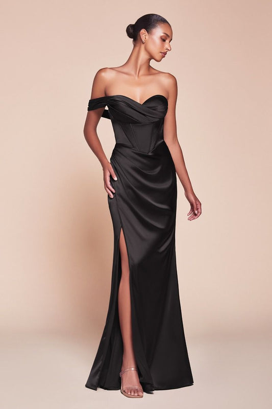 One Shoulder Satin Corset Gown