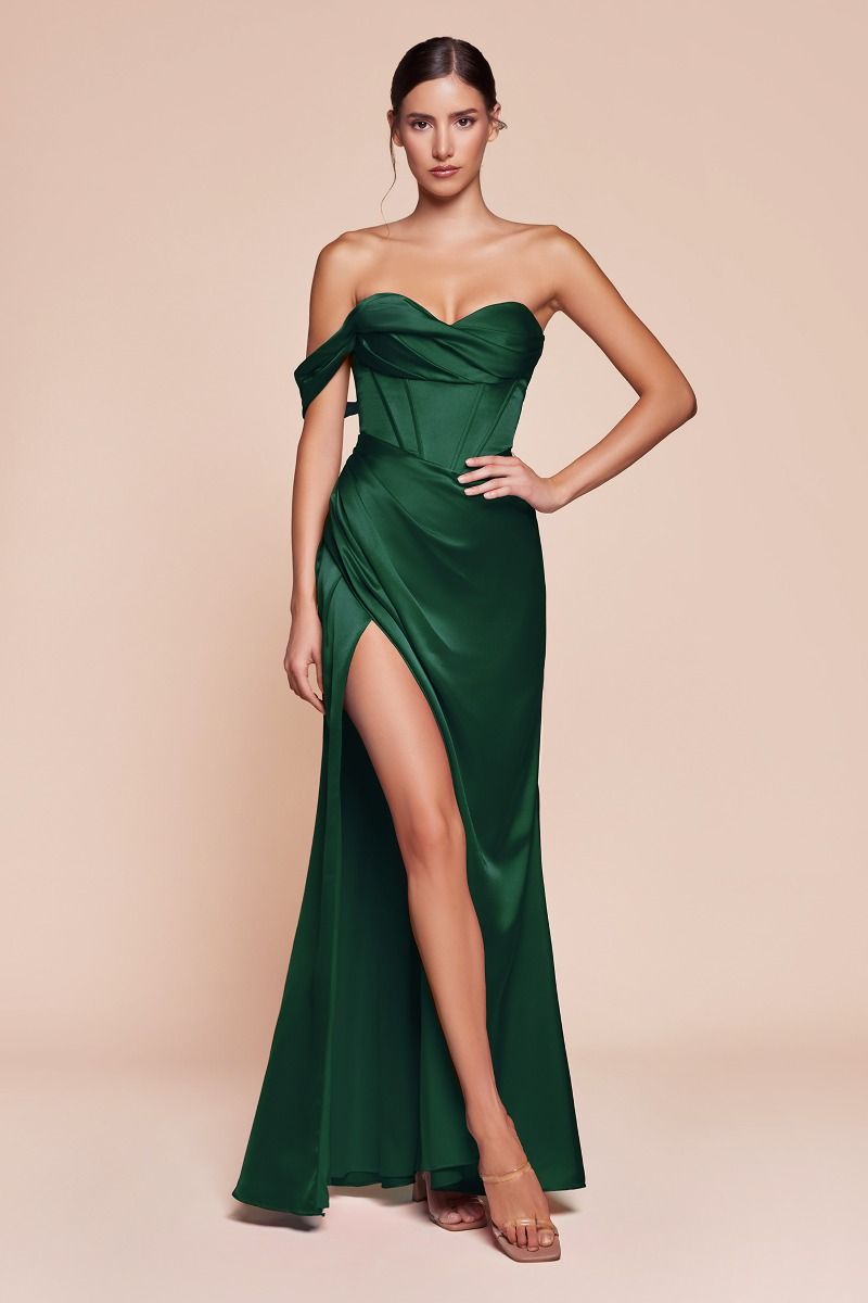 One Shoulder Satin Corset Gown