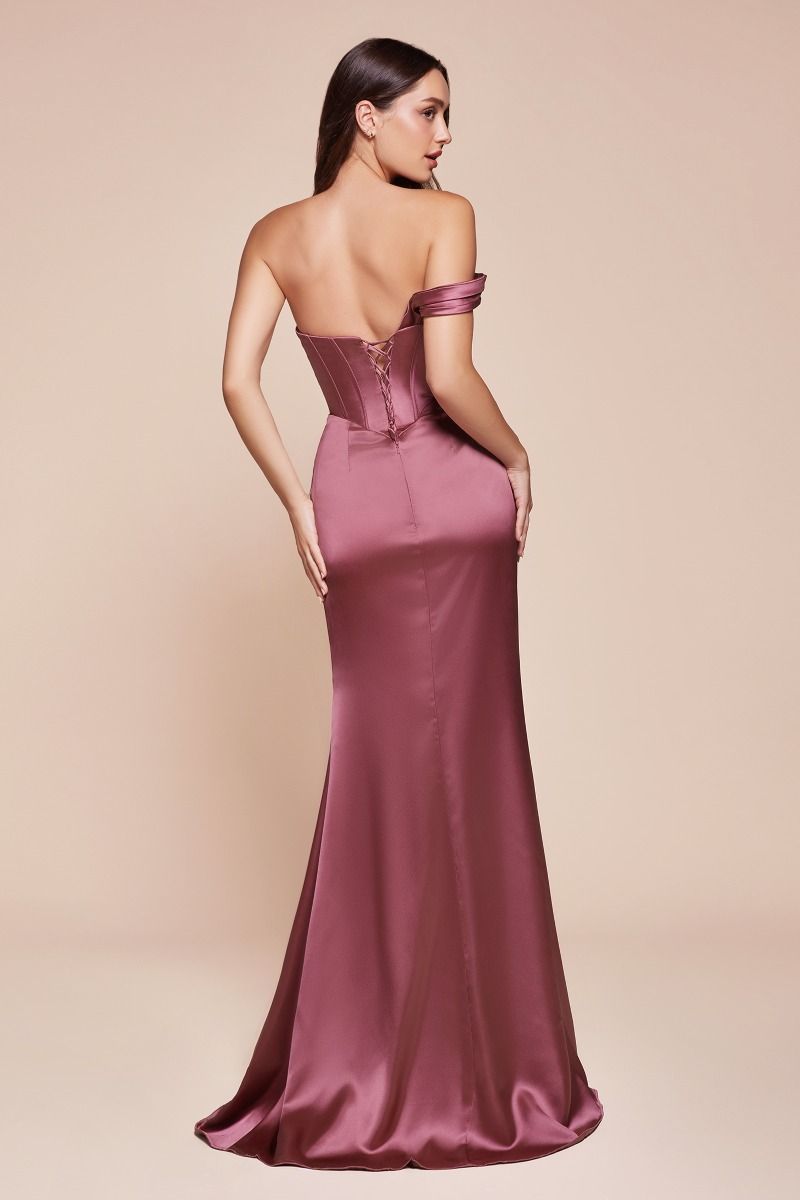 one shoulder satin corset dress One Shoulder Satin Corset Gown 18 / Mauve Rose