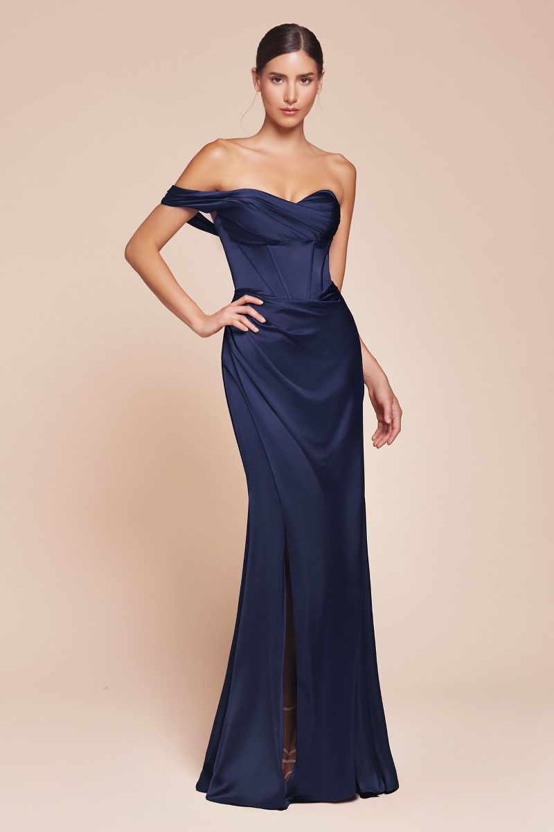 One Shoulder Satin Corset Gown