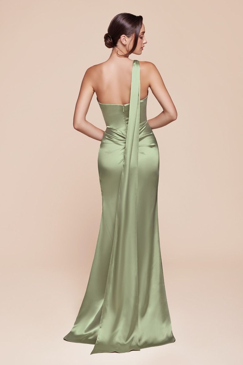 The Diana One Shoulder Satin Gown Sage / 18 The Diana One Shoulder Satin Gown Sage / 18