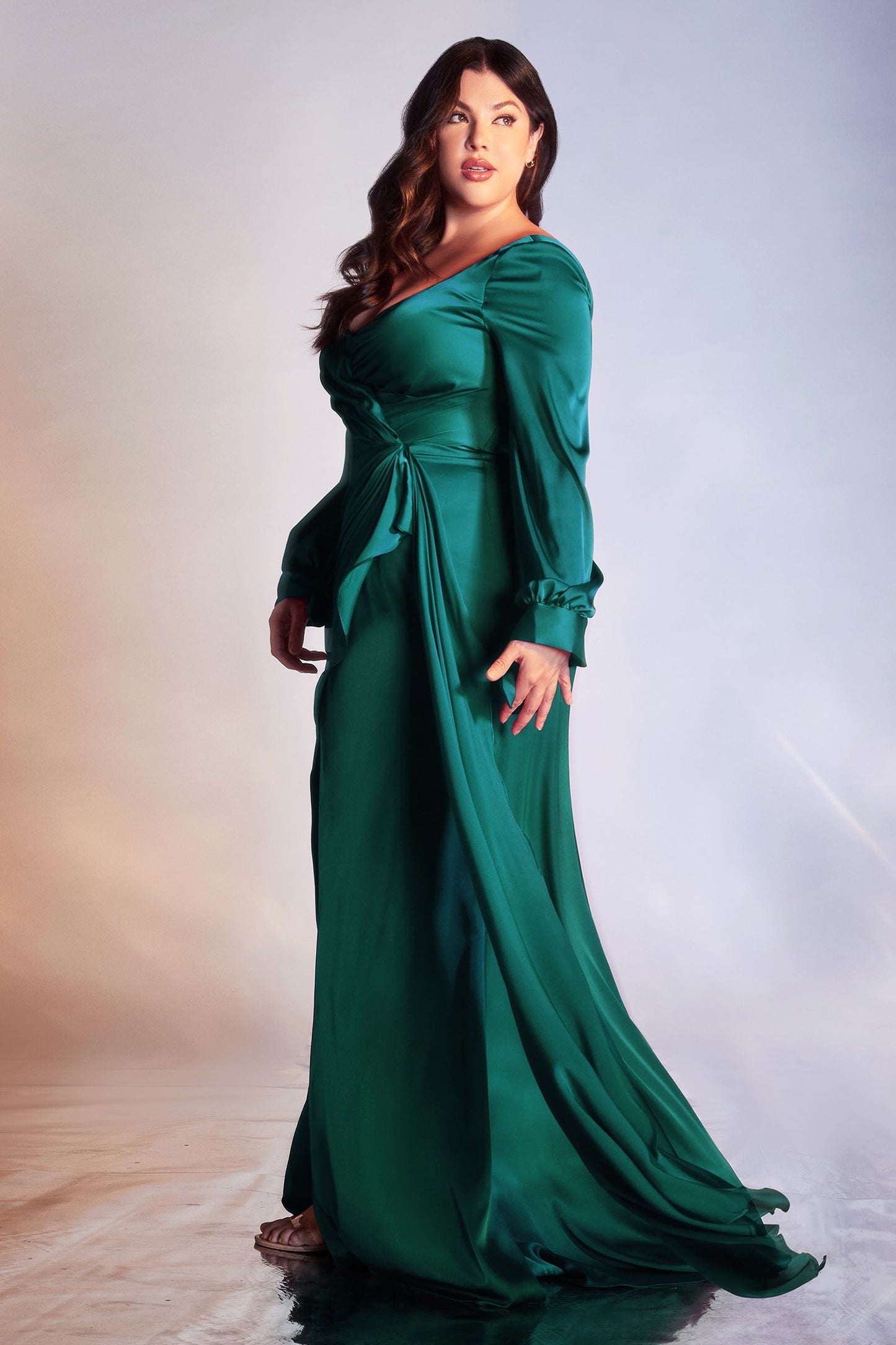 Satin Curve Long Sleeve Dress