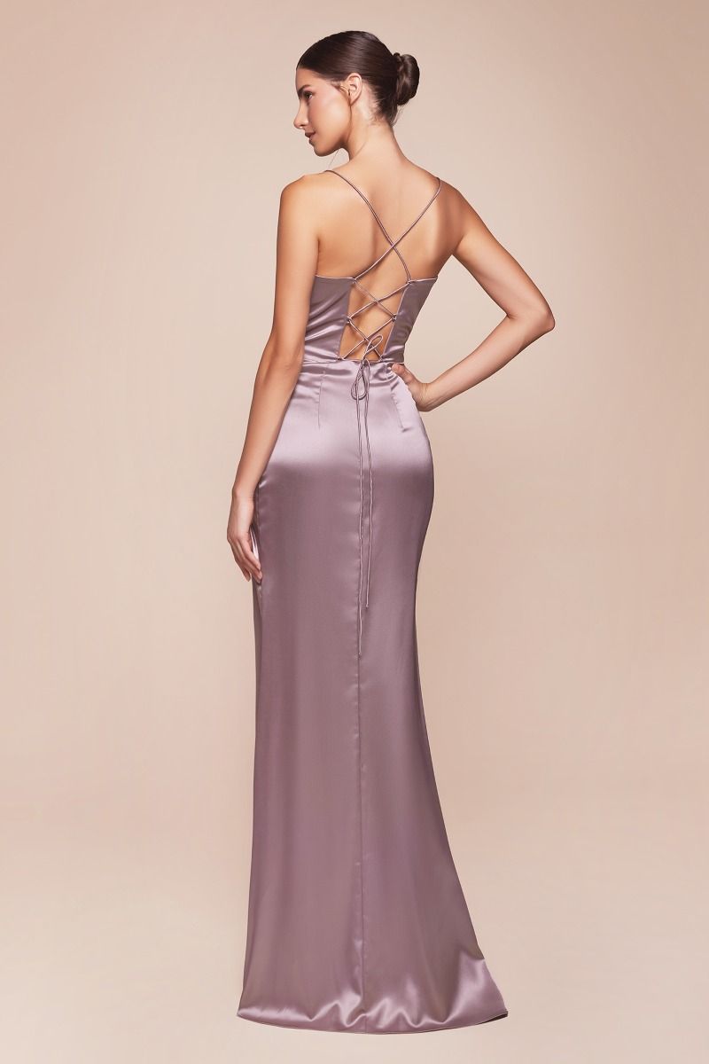 Corset Pleated Satin Gown