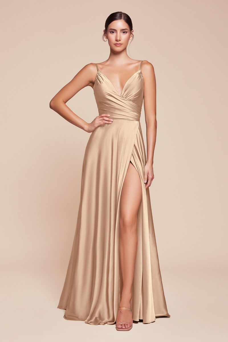 Soft Satin A-Line Sweatheart Neckline With Slit