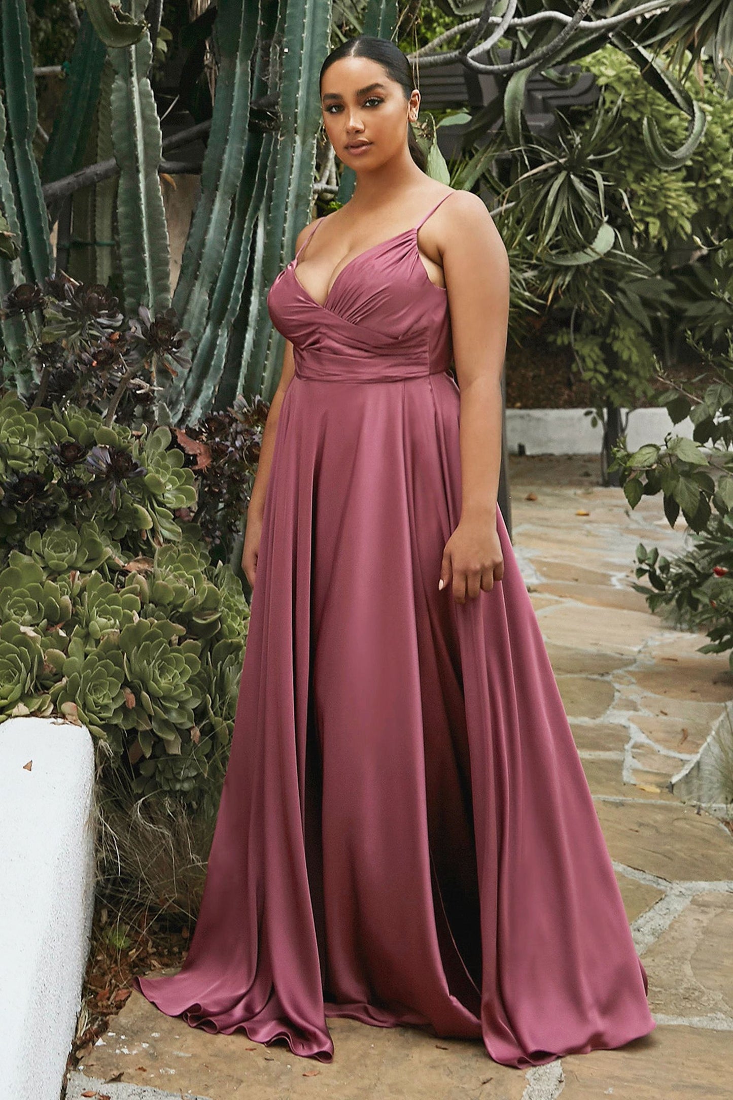 Sweetheart Neckline Soft Satin A-Line Curvy Fit