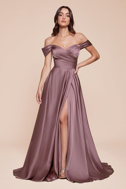 A-Line Satin Off The Shoulder Dress