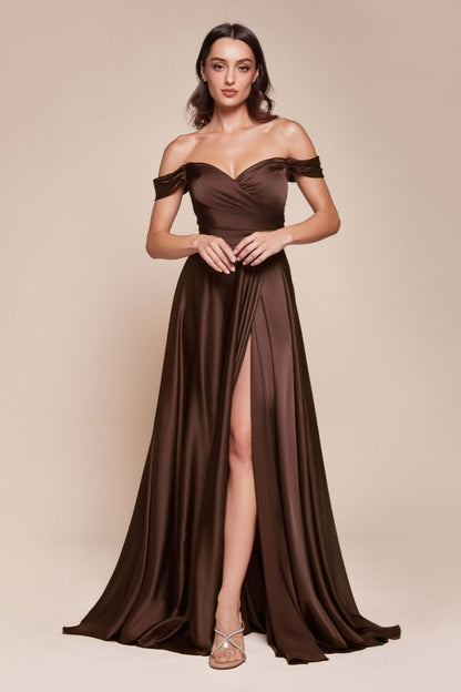 A-Line Satin Off The Shoulder Dress 2