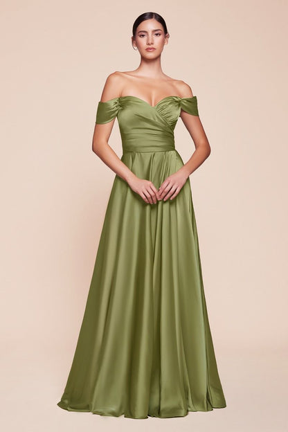 A-Line Satin Off The Shoulder Dress