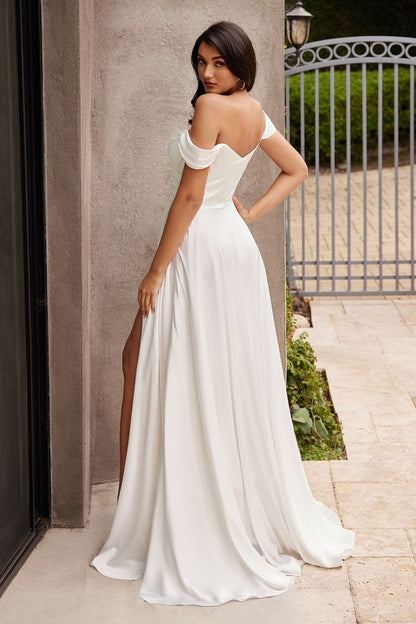 Off The Shoulder Bridal A-Line Satin Dress