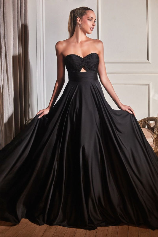 Strapless A-Line Satin Keyhole Dress