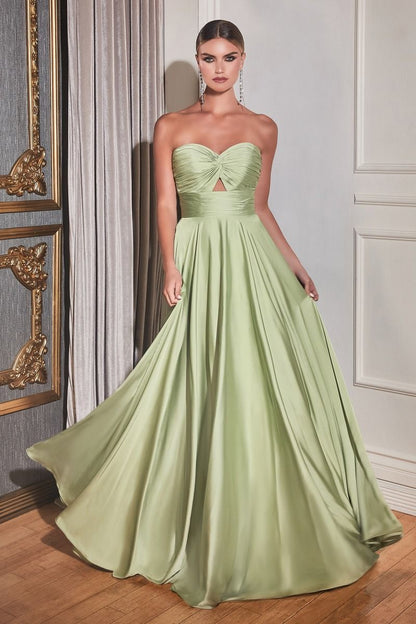 Strapless A-Line Satin Keyhole Dress