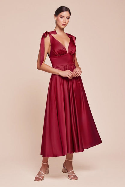 Tea Length Satin A-Line Dress