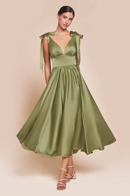 Tea Length Satin A-Line Dress