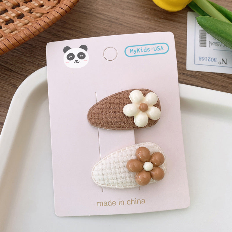 Cartoon Rabbit, Floral, And Star Hair Clip: Small Fabric And Plush Hair Accessory Set