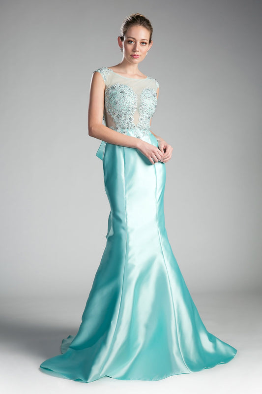 Fitted Mikado Mermaid Gown with Illusion Closed Back