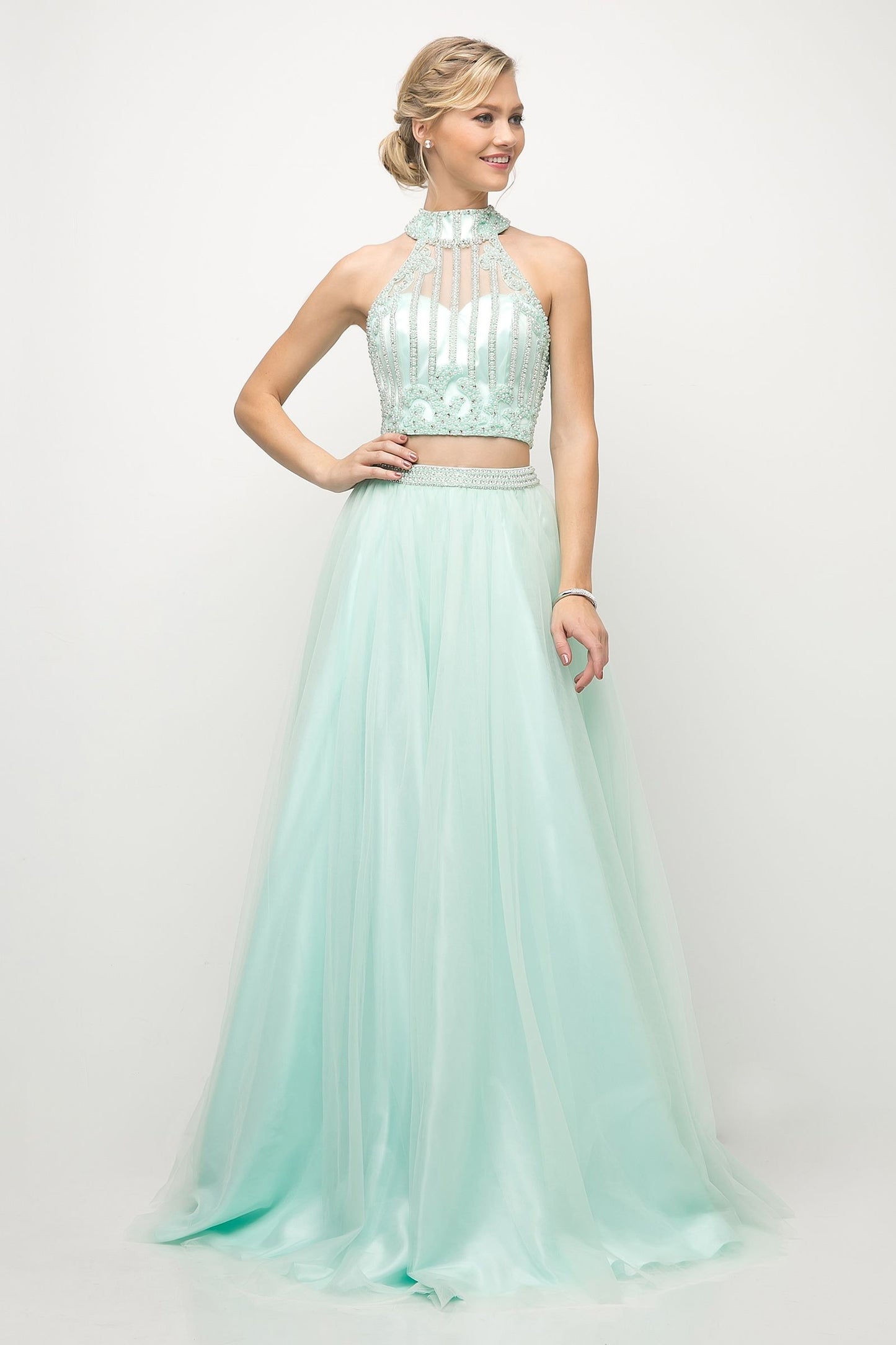 Beaded Bodice 2 Piece Ball Gown