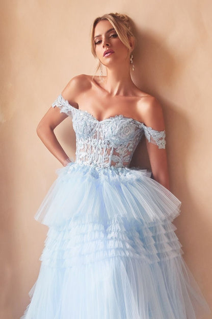 Pleated Tulle Ball Gown