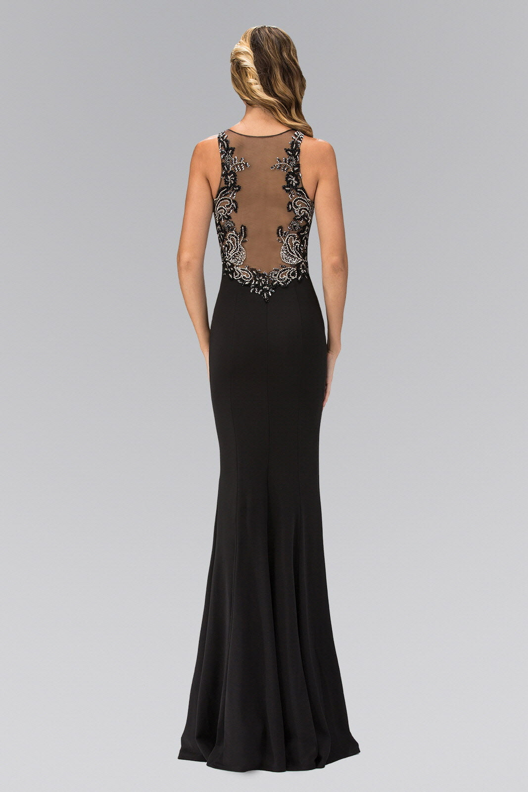 Floor Length Rome Jersey Dress with Jewel Emblished Neckline