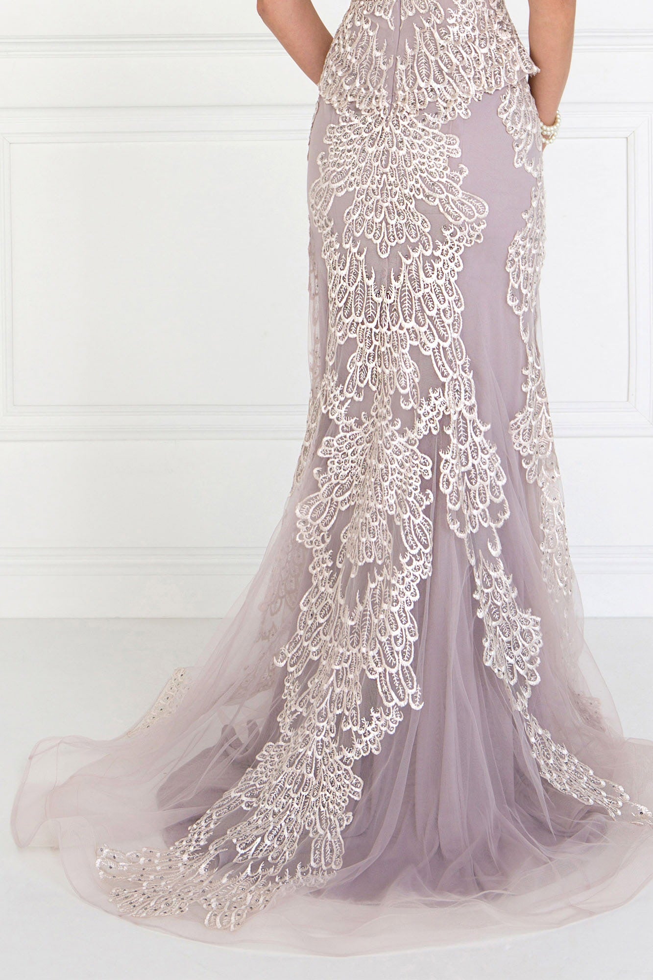 Mesh Mermaid Long Dress with Embroidery and Jewels Embellished Tux-USA Mesh Mermaid Long Dress with Embroidery and Jewels Embellished Tux-USA