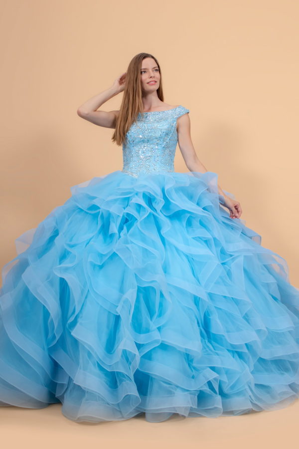 Jewel Embellished Bodice Tulle Quinceanera Dress