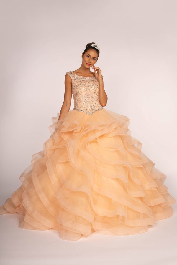 Jewel Embellished Bodice Tulle Quinceanera Dress